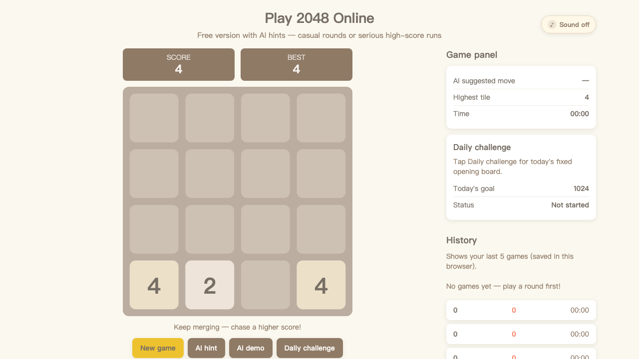 The 2048 vs AI game board running in a browser